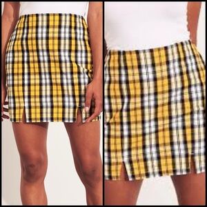 Hollister Clueless Checkered Yellow Plaid High Waist Mini Y2K Preppy Skirt XS